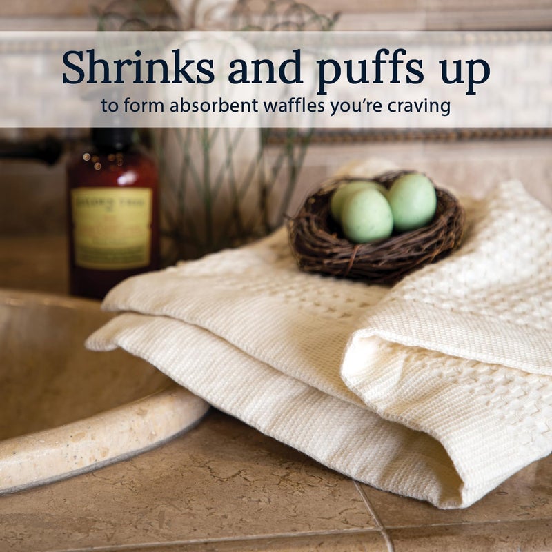 GILDEN TREE Waffle Towel Set Quick Dry Thin | 2 Bath Towels | 2 Hand Towels | 2 Washcloths, Modern Style (Cream) - Image 3